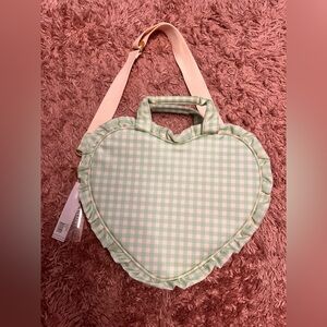 Stoney Clover Lane Heart-Shaped Checkered Bag in Mint Green and Pink